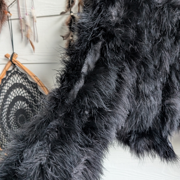 Alex Evenings Vintage Cropped Ostrich Feather Jacket Fluffy Teddy Jacket - Picture 6 of 10